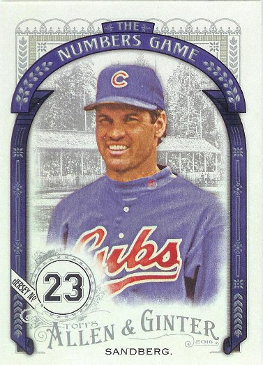 2016 Allen & Ginter The Numbers Game #NG-100 Ryne Sandberg