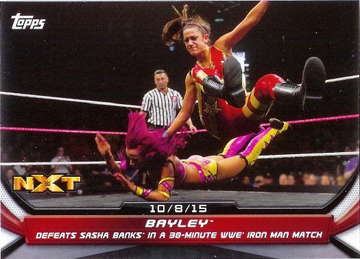 2016 Topps WWE Divas Revolution The Best Matches #8 Bayley Defeats Sasha Banks in a 30-Minute WWE Iron Man Match