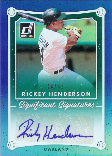 2017 Donruss Significant Signatures Blue #3 Rickey Henderson