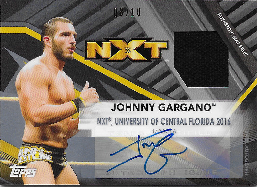 2017 Topps WWE NXT Mat Relic Autographs #MR-JG Johnny Gargano - NXT, University of Central Florida 2016