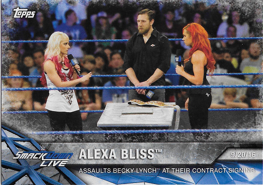2017 Topps WWE Women's Division Matches & Moments #WWE-8 Alexa Bliss Assaults Becky Lynch at their Contract Signing