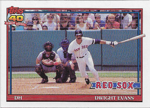 1991 Topps #155 Dwight Evans ERR (Lead League w/162 Games in 1982)