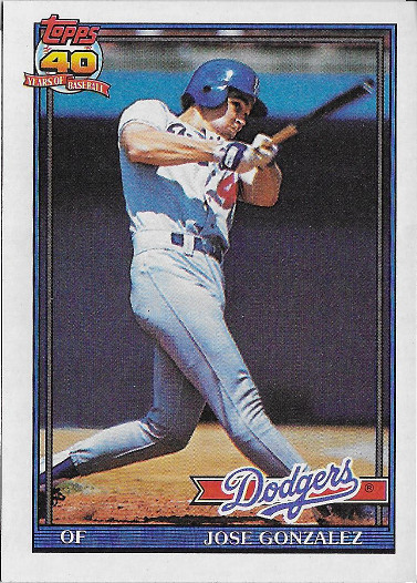 1991 Topps #279 Jose Gonzalez ERR (Batting Facing Right)