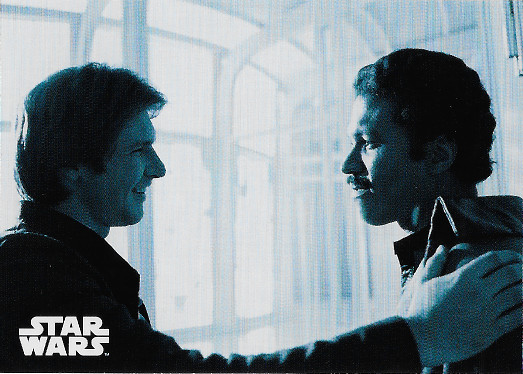 2019 Topps Star Wars Black & White The Empire Strikes Back Blue Hue Shift #85 Old Friends Reunited