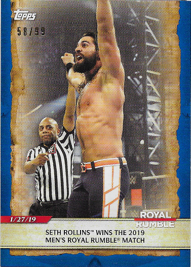 2020 Topps WWE Road to Wrestlemania Blue #36 Seth Rollins Wins the 2019 Men's Royal Rumble Match - Royal Rumble 2019