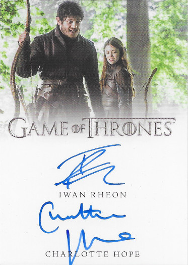 2020 Rittenhouse Game of Thrones Complete Series Dual Autograph # Charlotte Hope and Iwan Rheon