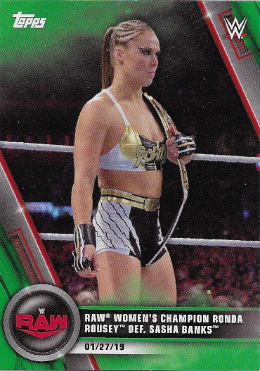 2020 Topps WWE Women's Division Green #7 Raw Women's Champion Ronda Rousey def. Sasha Banks - 01/27/19