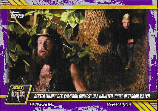 2021 Topps WWE NXT Purple #83 Dexter Lumis def. Cameron Grimes in a Haunted House of Terror Match NXT: Halloween Havoc